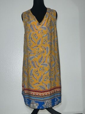 Beach Lunch Lounge Boho Indie Resortwear Tassel Tie Mustard Yellow Dress